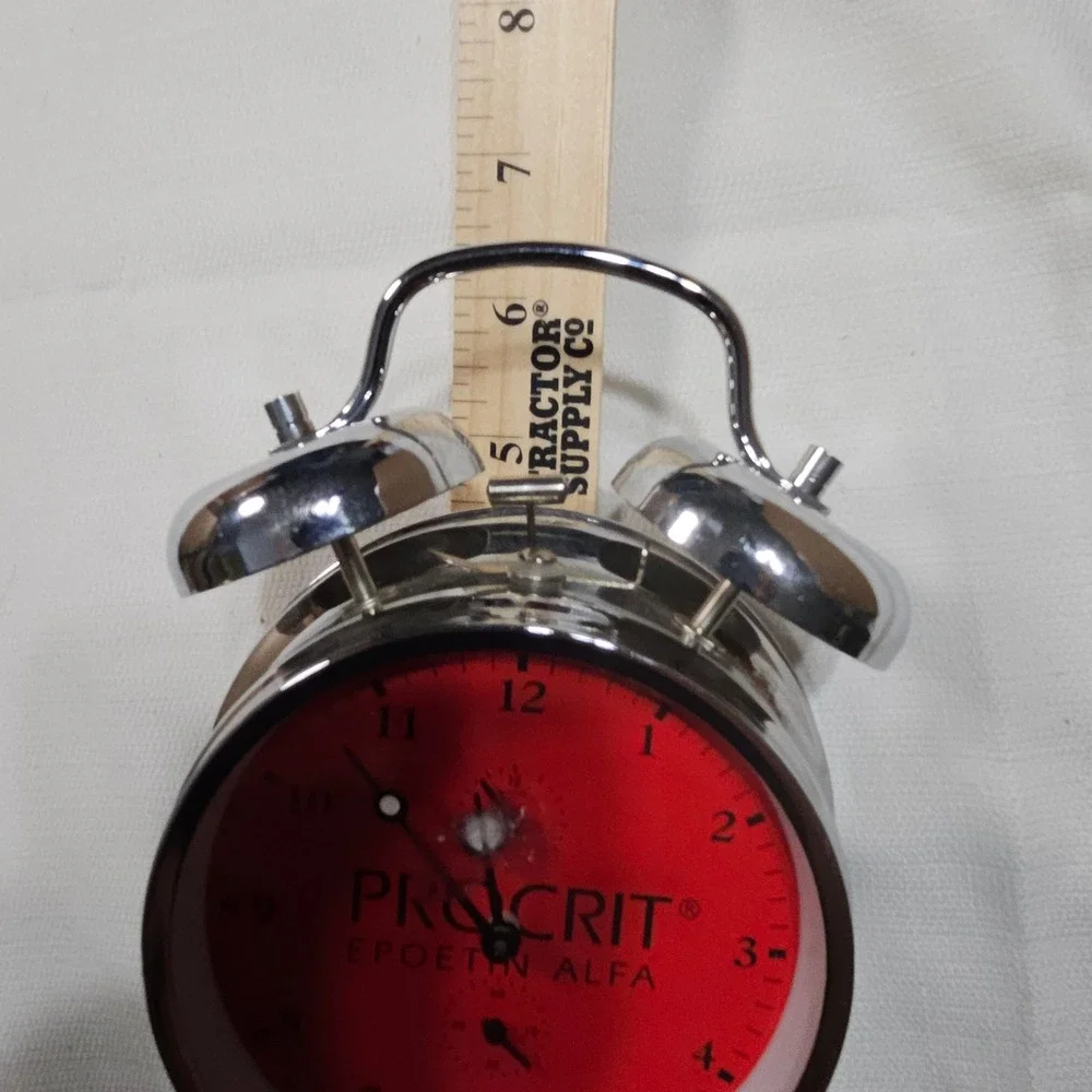 Vtg Procrit‎ Epoetin Alfa Alarm Clock Advertising Double Bell Chrome Twin Bell